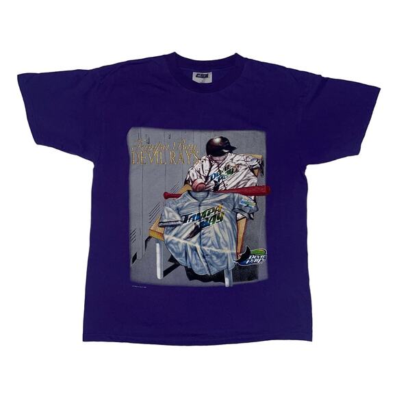 Vintage 90s Nutmeg Tampa Bay Devil Rays MLB Baseball Team CSA Graphic T-shirt - Picture 1 of 5
